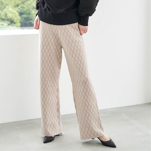 RANAN（ラナン）の「ニットジャカードパンツ（フルレングスパンツ）」｜ベージュ系