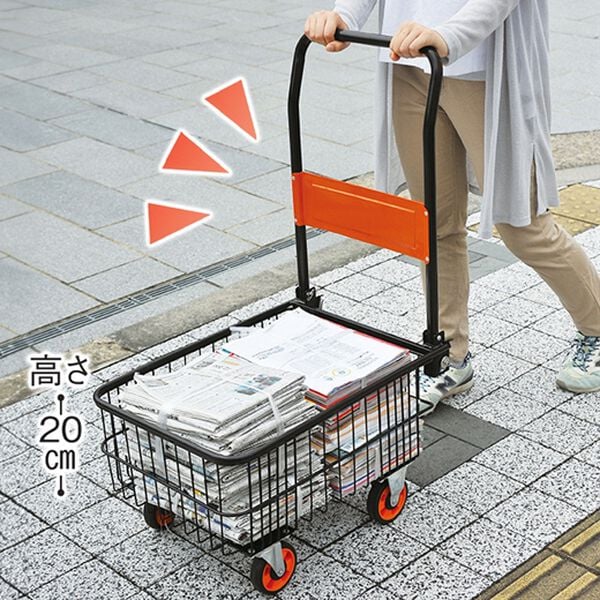 「５０ｋｇまで運べる折り畳みバスケット台車（エクステリア・屋外器具）」｜詳細画像