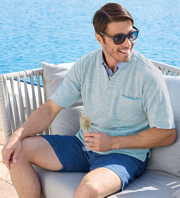 「＜コムルヴァン・オム＞リネンブレンド大人のダブル衿ポロ（メンズポロシャツ）」｜詳細画像