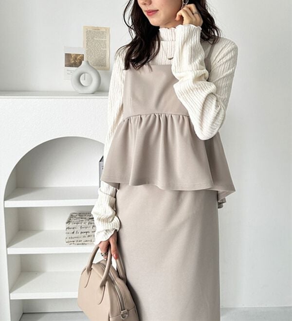 GeeRA（ジーラ）の「楽ちん！ペプラムキャミワンピース（カットソーワンピース）」｜詳細画像