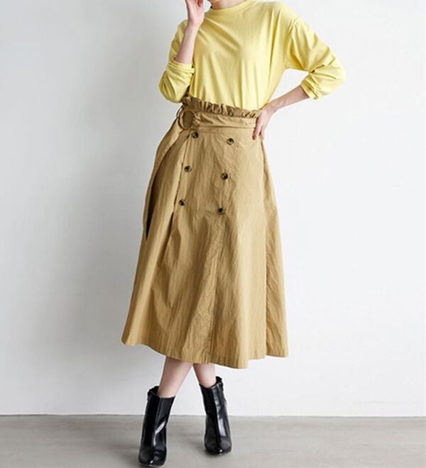 RANAN（ラナン）の「ナイロン素材トレンチフレアースカート（ロングスカート）」｜詳細画像