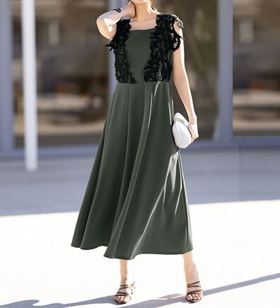 RANAN（ラナン）の「レースドッキングカットソーワンピース（ドッキングワンピース）」