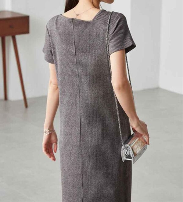 RANAN（ラナン）の「アシメネックハーフスリーブリブワンピース（その他ワンピース）」｜詳細画像