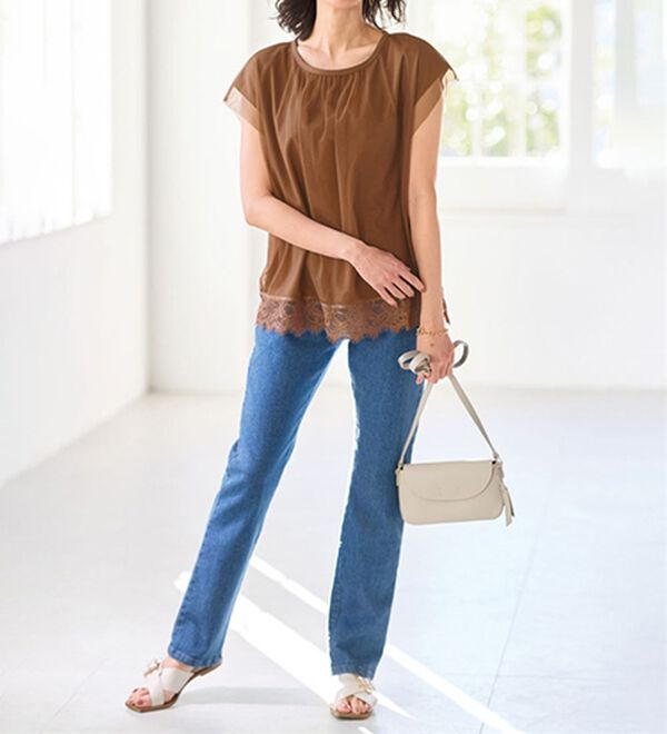 BELLUNA（ベルーナ）の「＜猛暑対策＞チュール重ね裾レースプルオーバー（チュニック）」｜詳細画像