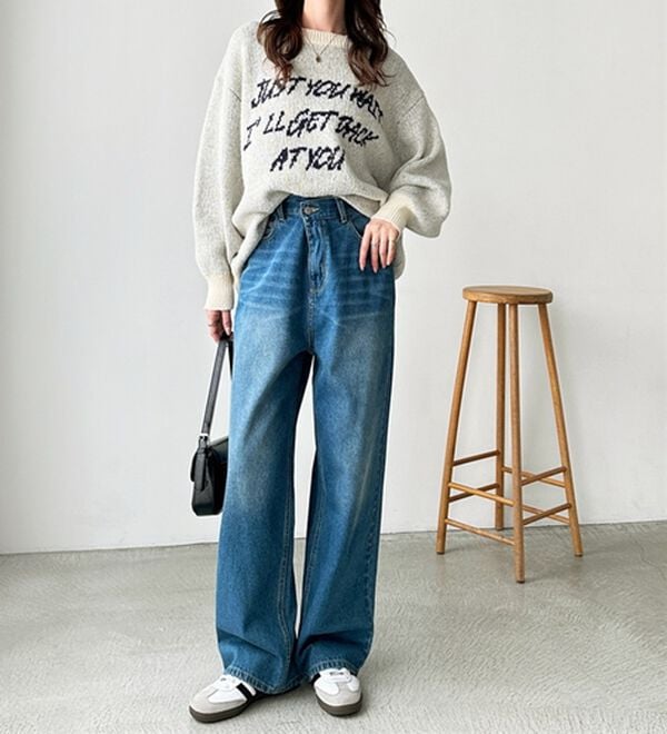 GeeRA（ジーラ）の「美脚見え！２ボタンウエストワイドデニムパンツ（フルレングスパンツ）」｜詳細画像