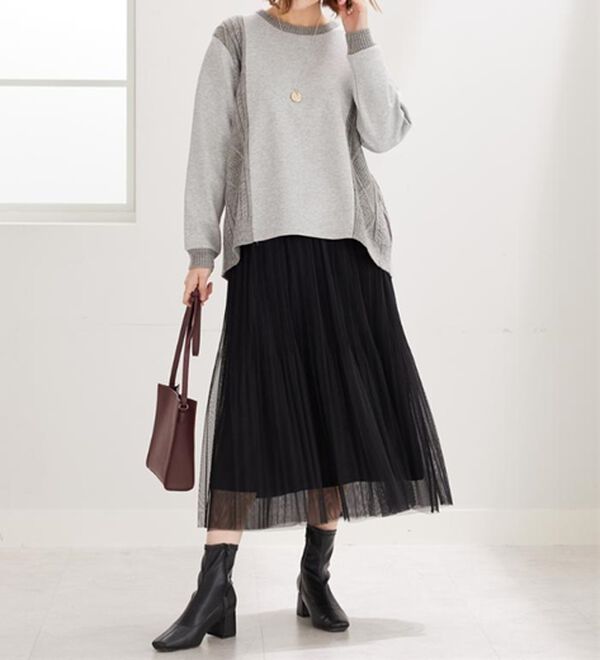 BELLUNA（ベルーナ）の「チュール素材プリーツスカート（ロングスカート）」｜詳細画像