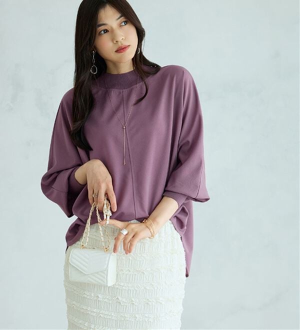 BELLUNA（ベルーナ）の「Ｔシャツ感覚なのにきちんとブラウス見え！カットジョーゼットプルオーバー（ブラウス）」｜詳細画像