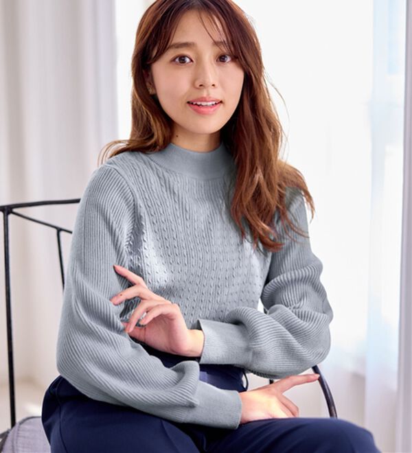洗える！カシミヤタッチミニケーブルニット - ベルーナ【公式】