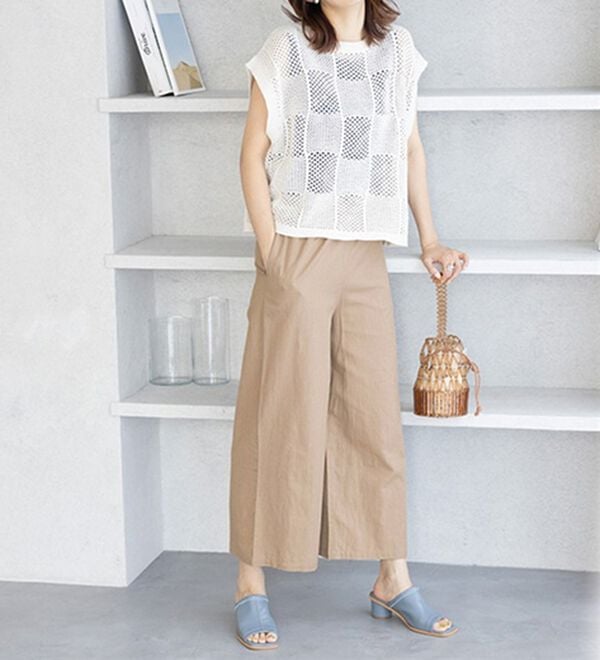 GeeRA（ジーラ）の「麻入りリラックスワイドパンツ（ワイドパンツ・ガウチョ）」｜詳細画像