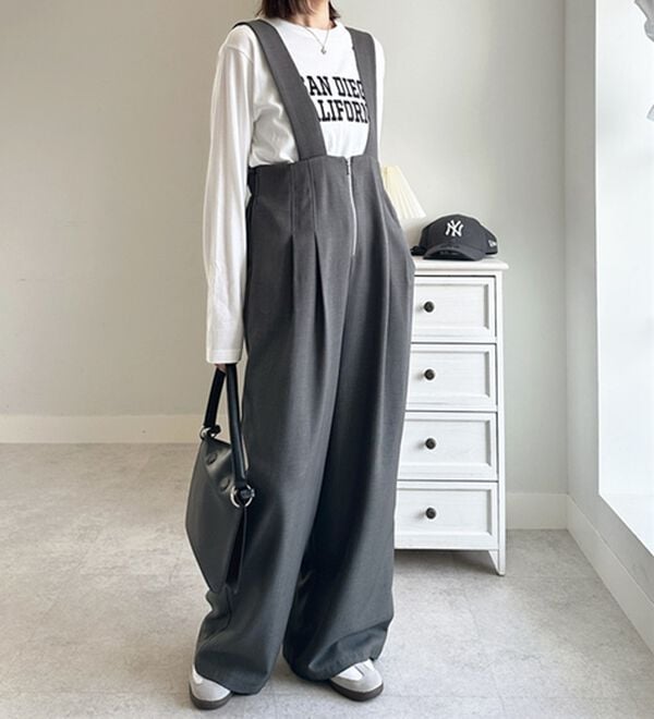 GeeRA（ジーラ）の「フロントジップハイウエストサロペット（オールインワン）」｜詳細画像