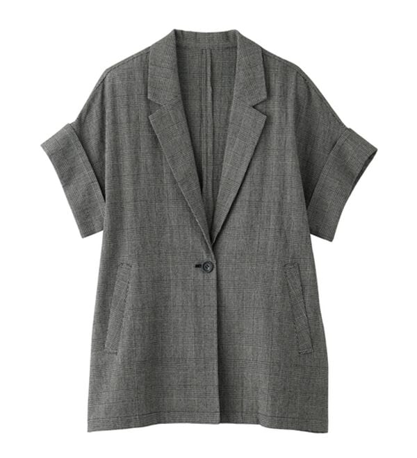 RANAN（ラナン）の「クレープジャカードハーフスリーブジャケット（テーラードジャケット）」｜詳細画像