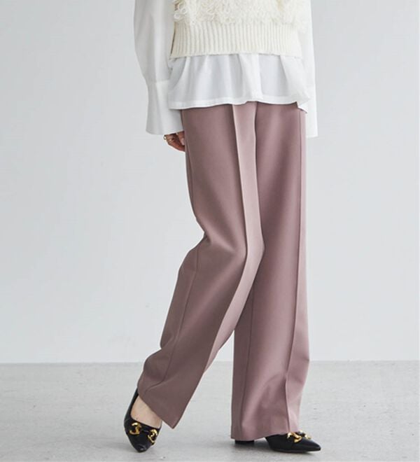 RANAN（ラナン）の「裏起毛美脚シルエットピンタックワイドパンツ（フルレングスパンツ）」｜詳細画像