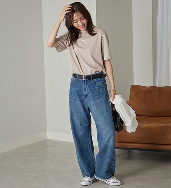 BELLUNA（ベルーナ）の「【選べる袖丈】＜エアリーアイスコットン＞オーバーサイズＴシャツ（カットソー）」｜詳細画像