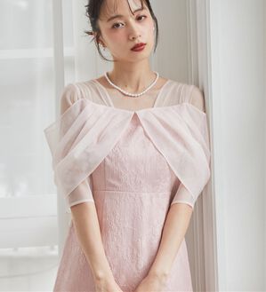 RANAN（ラナン）の「オフショルデザイン花柄ジャカードドレス（その他ワンピース）」｜ピンク系