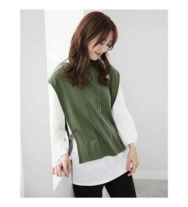 BELLUNA（ベルーナ）の「カットソージャカード素材ベストアンサンブル（アンサンブル）」｜詳細画像