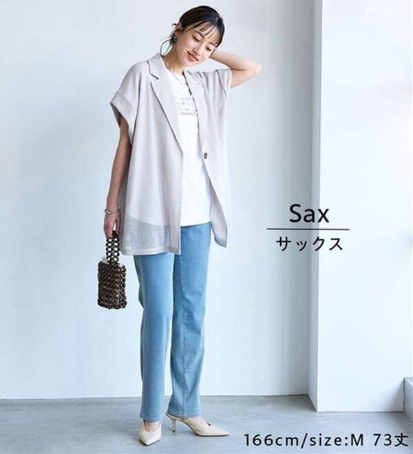 BELLUNA（ベルーナ）の「ヒンヤリ快適！接触冷感ニットデニムパンツ（フルレングスパンツ）」｜詳細画像