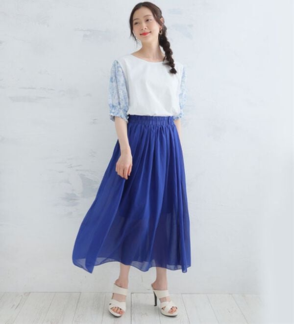 A HAPPY MARILYN（アハッピーマリリン）の「選べる袖異素材 キレイめカットソー 半袖 プルオーバー（カットソー）」｜詳細画像