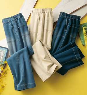 ルフラン（ルフラン）の「【３本組】【ヒヤロン】軽やかデニムひんやりパンツ（フルレングスパンツ）」｜詳細画像