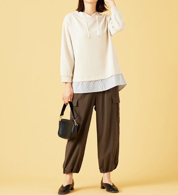 BELLUNA（ベルーナ）の「ワイドネックデザインシャツ切替チュニック（チュニック）」｜詳細画像