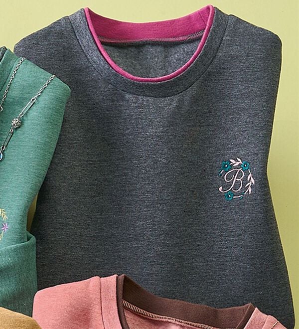 ルフラン（ルフラン）の「選べる！あったか配色ロングプルオーバー（カットソー）」｜チャコール