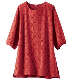 BELLUNA（ベルーナ）の「ストレッチレース素材ふんわり袖チュニック（チュニック）」｜オレンジ