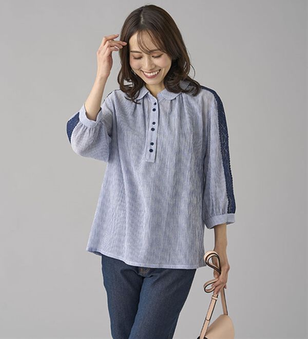 BELLUNA（ベルーナ）の「暑い夏に着たい！涼やか綿１００％ブラウス（ブラウス）」｜詳細画像