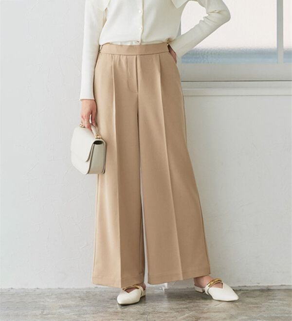 Pierrot（ピエロ）の「【選べる丈】楽ちんきれい高見えワイドパンツ（ワイドパンツ・ガウチョ）」｜詳細画像