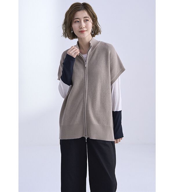 BELLUNA（ベルーナ）の「綿１００％ダブルジップニットベスト（ベスト）」｜詳細画像