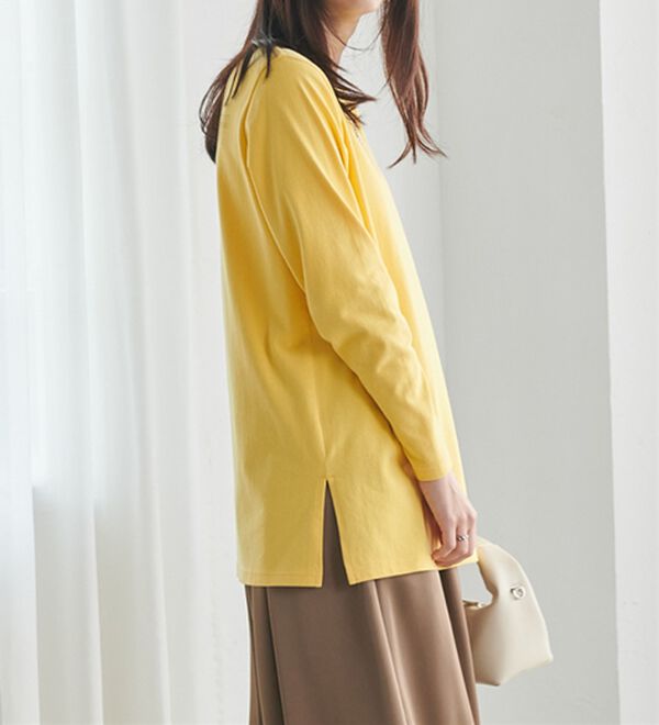 RANAN（ラナン）の「＜ＢＣ＞綿１００％&times;吸湿発熱！あったか裾スリットロングプルオーバー（カットソー）」｜詳細画像