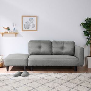 iellio（イエリオ）の「オットマン付カジュアルカウチソファ＜ソファベッド・ソファーベッド・２人掛け・３人掛け・カウチソファー・ローソファ＞（ソファ）」｜NEWグレー