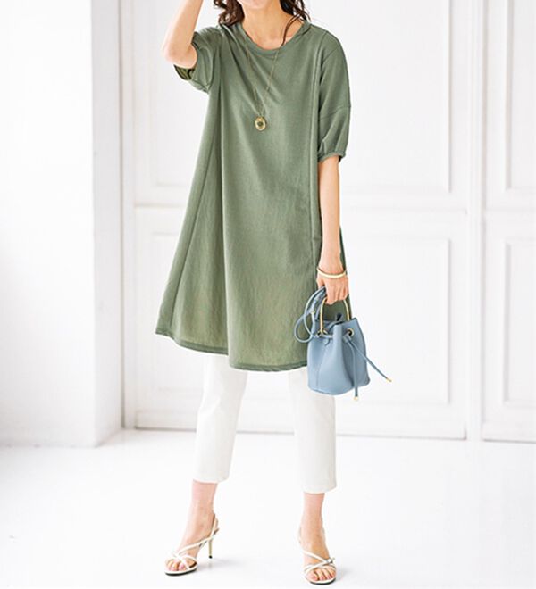 BELLUNA（ベルーナ）の「涼感！切替デザインロングワンピース（チュニック）」｜詳細画像