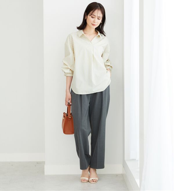 BELLUNA（ベルーナ）の「【新色追加】袖タックデザインスキッパーシャツ（シャツ）」｜詳細画像