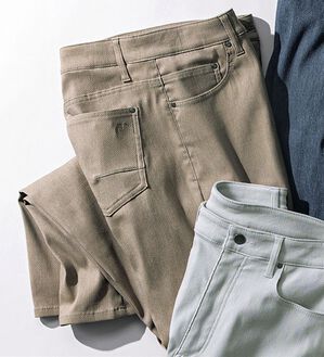 「＜コムルヴァン・オム＞ドビー織りストレッチパンツ（メンズフルレングスパンツ）」｜ベージュ