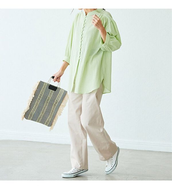 BELLUNA（ベルーナ）の「リサイクルコットンやわらか楊柳素材ブラウス（ブラウス）」｜詳細画像