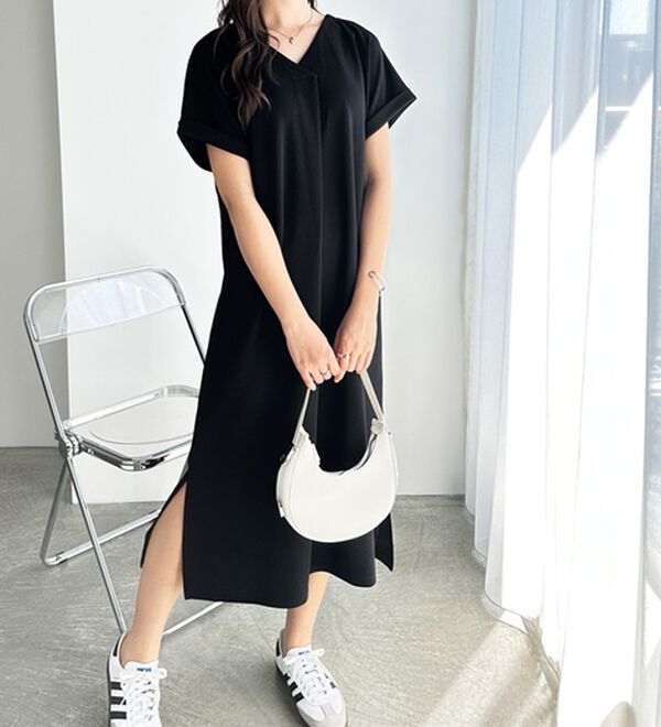 GeeRA（ジーラ）の「ひんやり快適！ジャカードスキッパーワンピ（カットソーワンピース）」｜詳細画像