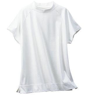 BELLUNA（ベルーナ）の「＜日本製＞クールコットン１００％モックネックＴシャツ（Tシャツ）」｜オフホワイト
