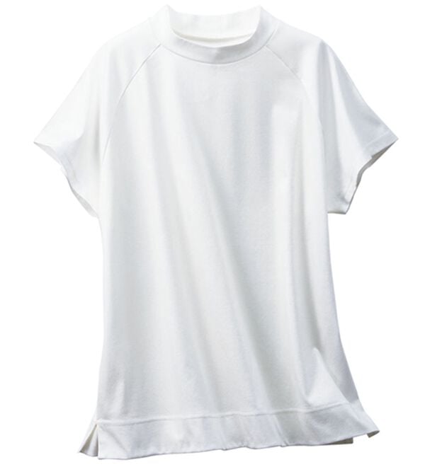 BELLUNA（ベルーナ）の「＜日本製＞クールコットン１００％モックネックＴシャツ（Tシャツ）」｜オフホワイト