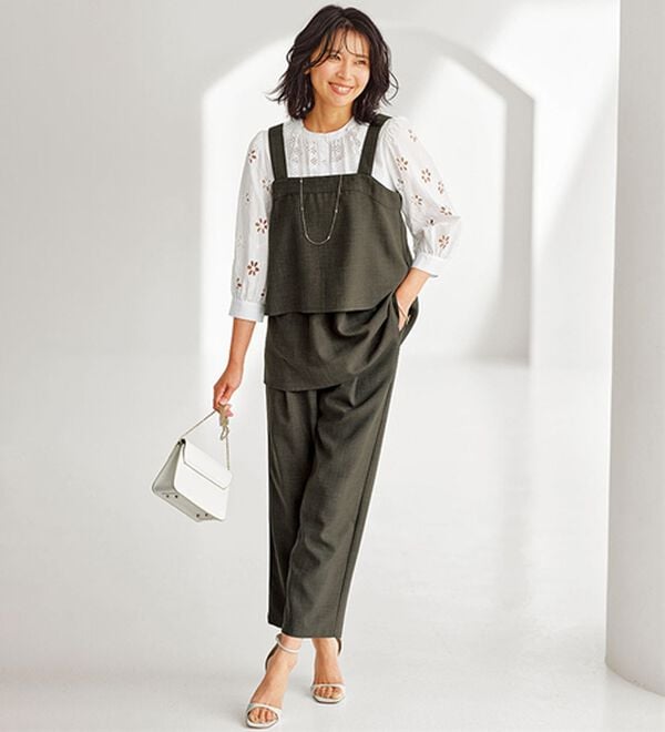 BELLUNA（ベルーナ）の「サラリ麻調素材ビスチェセットアップ（セットアップ）」｜詳細画像