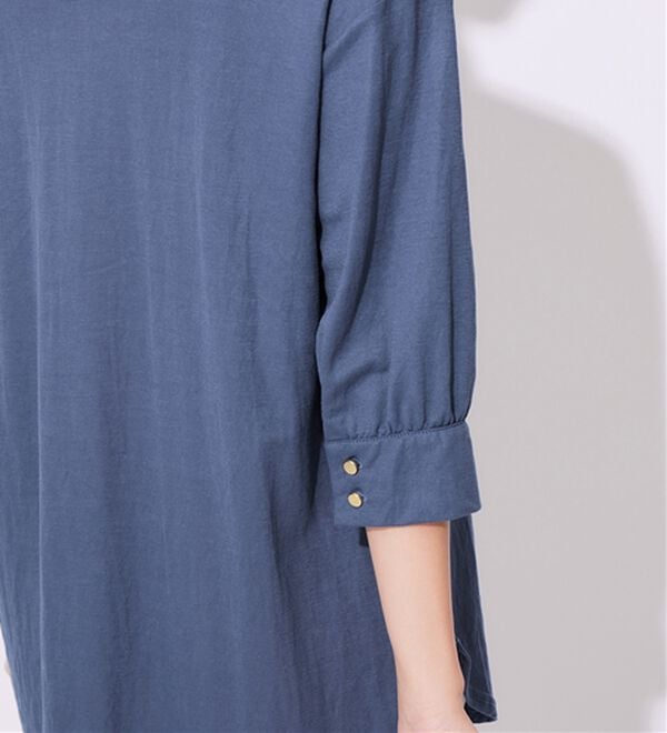 alotta（アロッタ）の「【接触冷感】６分袖衿フェイク裾ラウンドチュニック（チュニック）」｜詳細画像