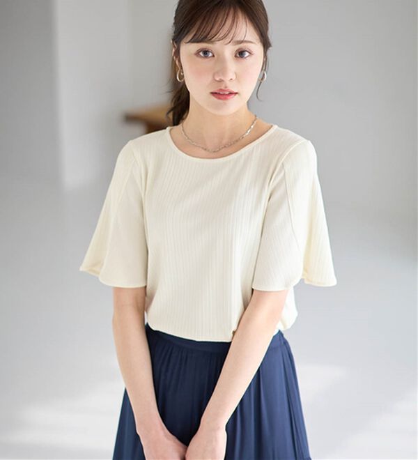 alotta（アロッタ）の「【4つの機能付】ひんやりチューリップ袖ブラウスTシャツ（カットソー）」｜詳細画像