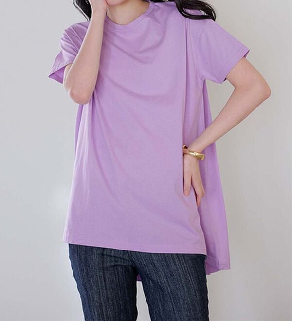 RANAN（ラナン）の「＜ＢＣ＞綿１００％ひんやりフレアーシルエットチュニック（カットソー）」｜詳細画像