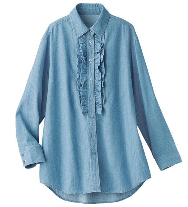 BELLUNA（ベルーナ）の「＜メルティデニム＞フリルデザインブラウス（ブラウス）」｜詳細画像