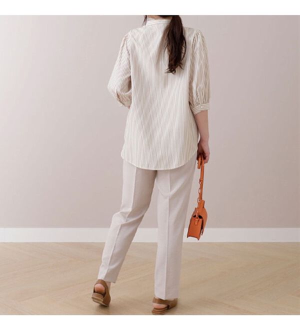 BELLUNA（ベルーナ）の「ストライプ素材パール使いブラウス（ブラウス）」｜詳細画像