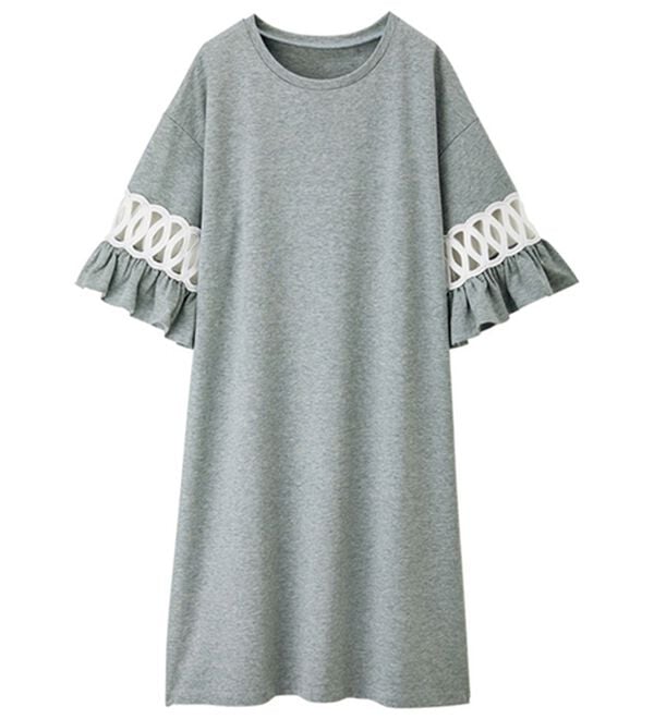 RANAN（ラナン）の「袖レース切替チュニックワンピース（チュニックワンピース）」｜詳細画像