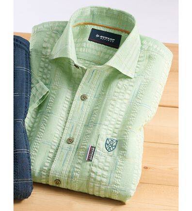 「＜ダンロップ・リファインド＞こだわりの絣チェック涼感シャツ（メンズシャツ）」