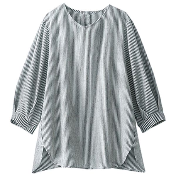 BELLUNA（ベルーナ）の「機能付リネン混バックボタンブラウス（ブラウス）」｜詳細画像