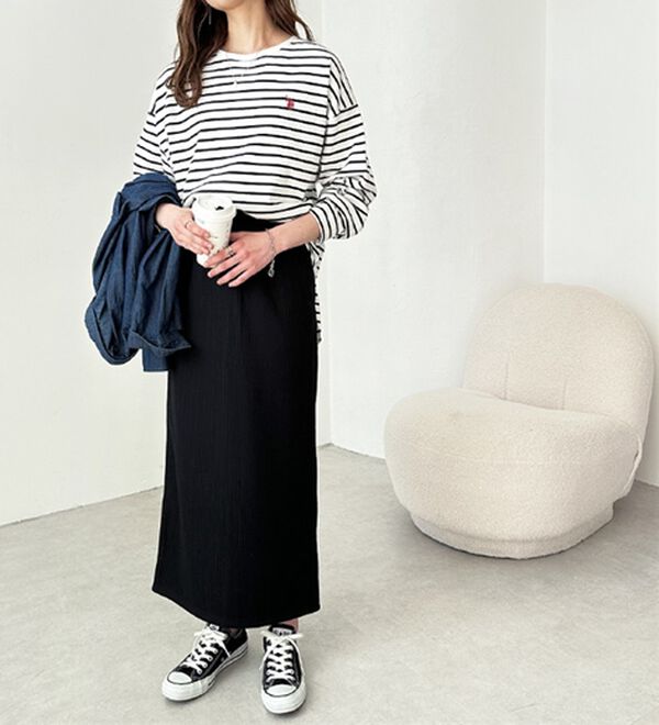 GeeRA（ジーラ）の「ふわふわあったか！裏起毛リブスカート（ロングスカート）」｜詳細画像