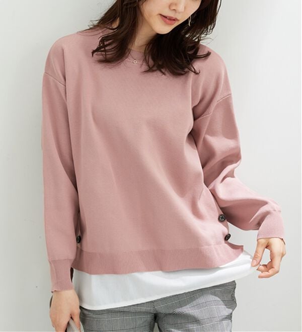 BELLUNA（ベルーナ）の「裾ボタン重ね着風ニットプルオーバー（ニット・セーター）」｜詳細画像