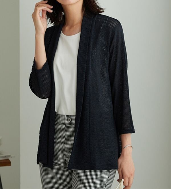 BELLUNA（ベルーナ）の「メッシュ素材トッパーカーディガン（ニットカーディガン）」｜詳細画像