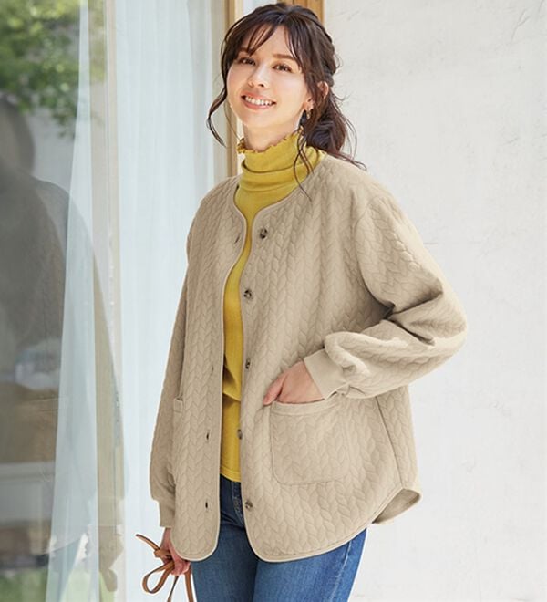 LAVIENNE（ラヴィエンヌ）の「キルティングカーディガン（ブルゾン）」｜ライトベージュ